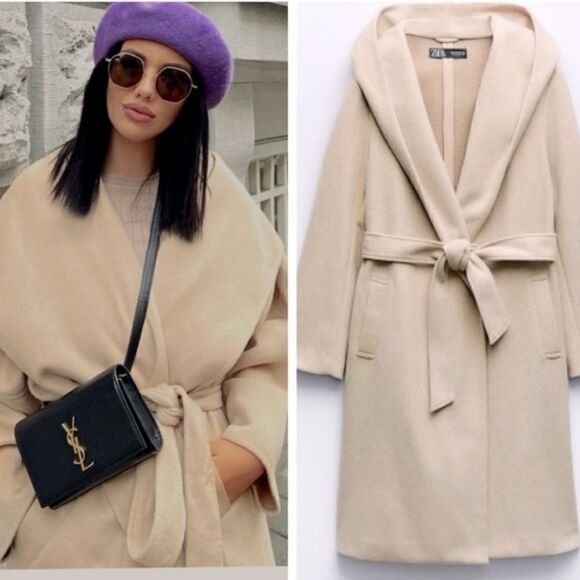 SOLD*********ZARA SOFT HOODED COAT Bloggers fav - Picture 1 of 8